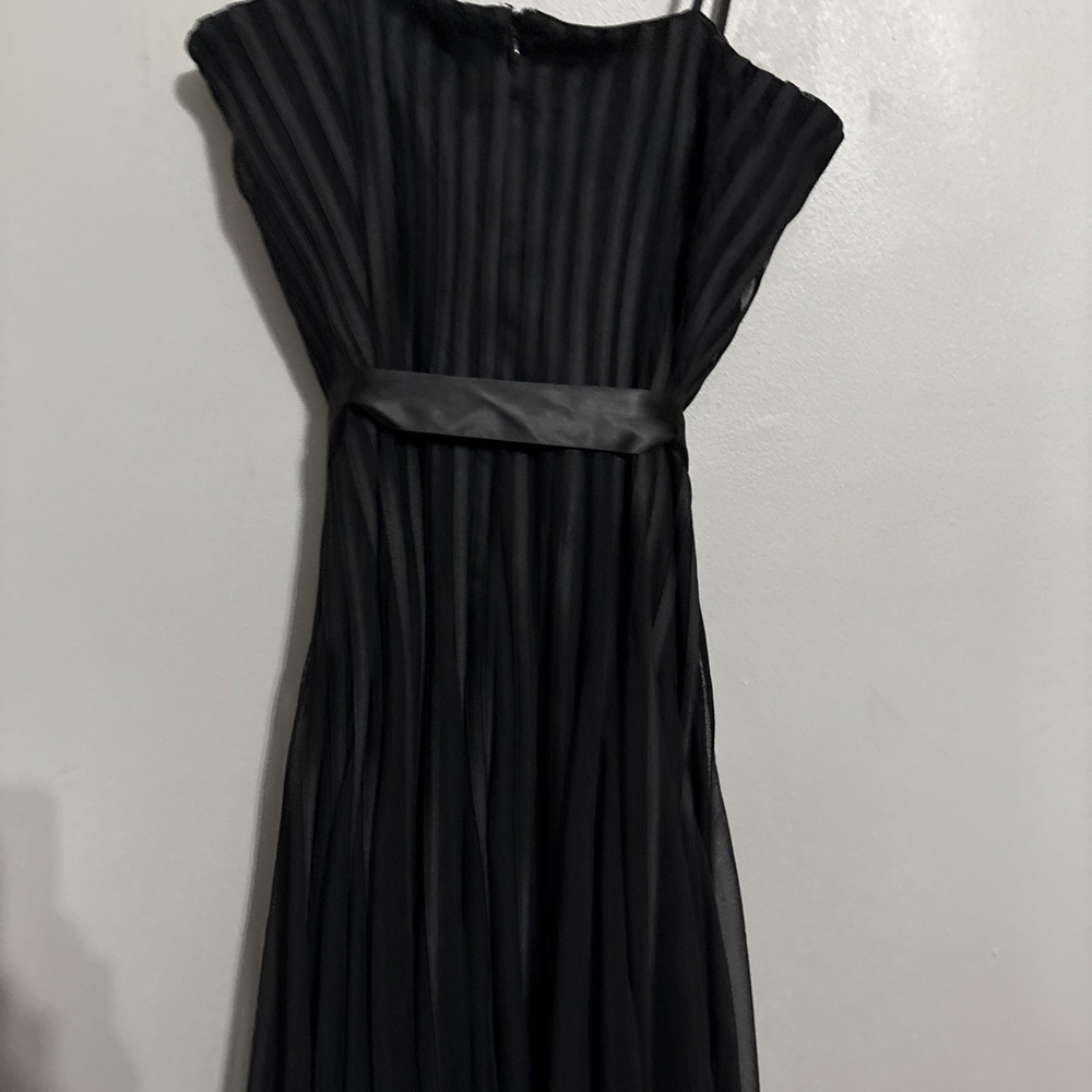 JS Collections Black‎ Tulle Striped Sleeveless Midi Holiday Party Dress Size 10 - Picture 8 of 13